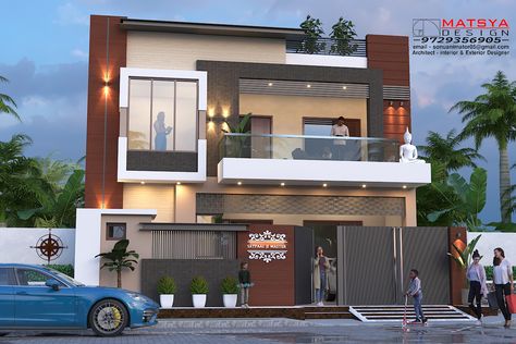 Small House Elevation, Small House Design Exterior, Home Door Design, Front Elevation Designs, Small House Elevation Design, Building House Plans Designs, Modern House Facades, Modern Exterior House Designs, Architect Design House