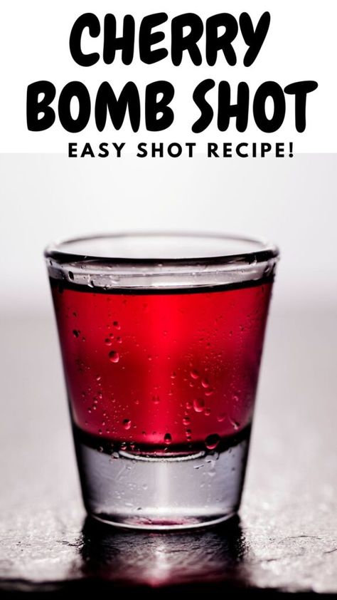 Red Shots Alcohol, Alcohol Shots Recipes, Vday Drinks, Cherry Bomb Drink, Cherry Bomb Shot, Easy Shot Recipes, Liquor Ideas, Bartending Ideas, Bomb Shots