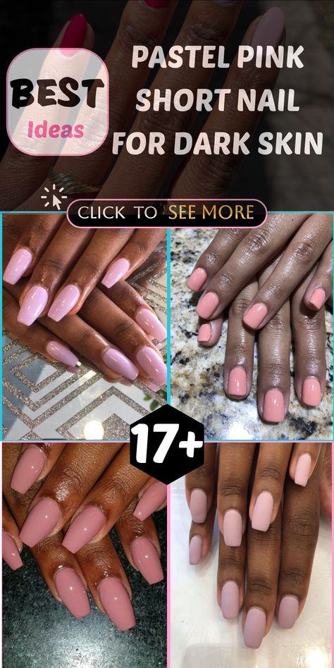 Discover elegant pastel pink short nail designs crafted to enhance the beauty of dark skin tones with grace. Explore a variety of soft blush and baby pink hues to infuse femininity and sophistication into your manicure. These stunning nail ideas are designed to accentuate the natural richness of your skin tone, ensuring you feel fabulous all day long. Elevate your style with these chic nail designs tailored for a touch of glamour that radiates from within. Nail Art Designs For Dark Skin, Short Hard Gel Nails, Pink Short Nail Designs, Nail Designs For Dark Skin, Short Nail Styles, Sophisticated Manicure, French Tip Nail Art, Fall Ombre, Chic Nail Designs