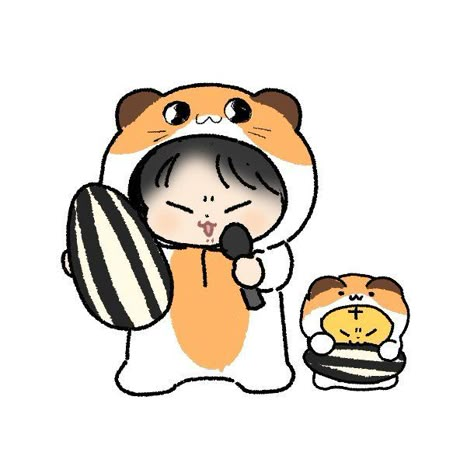 Baby Hamster, Tiger Drawing, Chibi Wallpaper, Art Corner, Seventeen Album, Seventeen Wallpapers, Cute Paintings, Chibi Drawings, Cartoon Icons