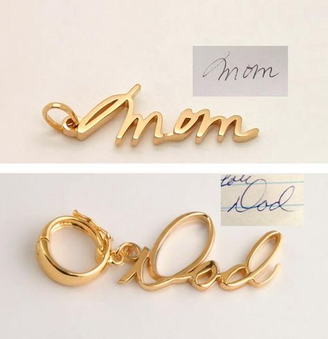 Personalized Charm, Loved Ones Handwriting Charm #jewelry #bracelet @EtsyMktgTool #personalized #personalizedcharm #charm #handwritingcharm Monogram Necklace Gold, Name Signature, Handwriting Jewelry, Pearl Clasp, Return Gifts, Custom Charms, Personalized Graduation Gifts, Gold Monogram, Casting Jewelry