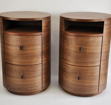 Round Bedside Tables - bespoke walnut side tables Round Night Stand Bedside Tables, Small Round Bedside Table, Bedroom Side Tables, Round Bedside Table, Small Round Side Table, Round Bedside, Bedside Table Metal, Bedside Table Round, Round Nightstand