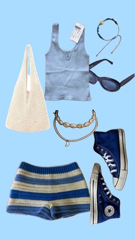 beachy outfit🐚🪸🪼 #crochet Beachy Outfit, Vsco Outfit, Mood Clothes, Outfit Collage, College Outfits, Grunge Outfits, Aesthetic Outfits, Simple Outfits, Boho Outfits