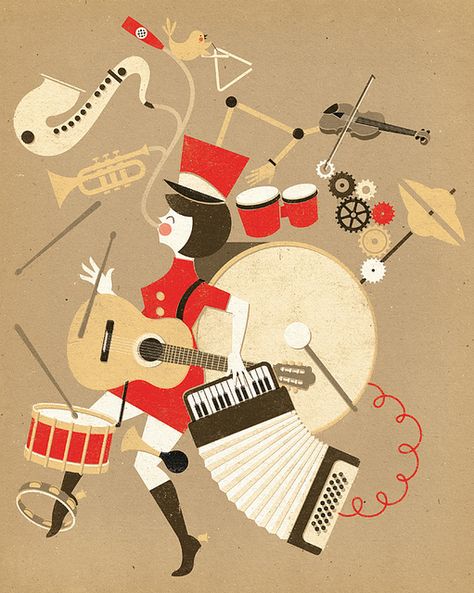 Uplift by Zara Picken One Man Band, Man Band, Music Festival Poster, Water And Sanitation, Music Crafts, Music Illustration, Mid Century Modern Art, Cute Illustration, Art Music