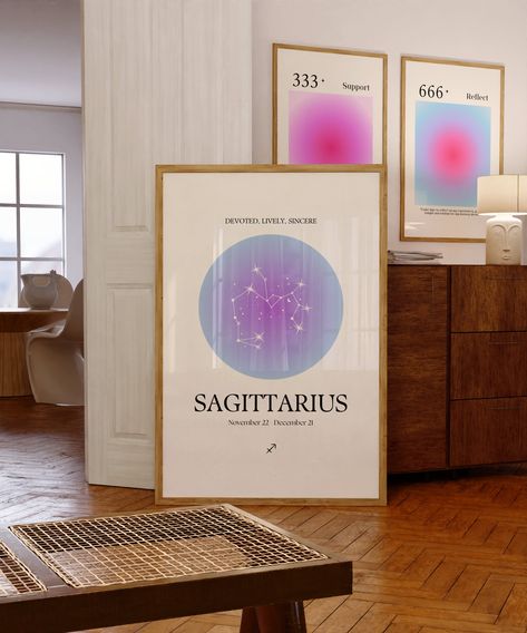 Pinterest Wall Art, Zodiac Aura, Pinterest Wall, Aesthetic Star, Constellation Print, Sagittarius Zodiac, Wall Art Bedroom, Sign Decor, Art Bedroom