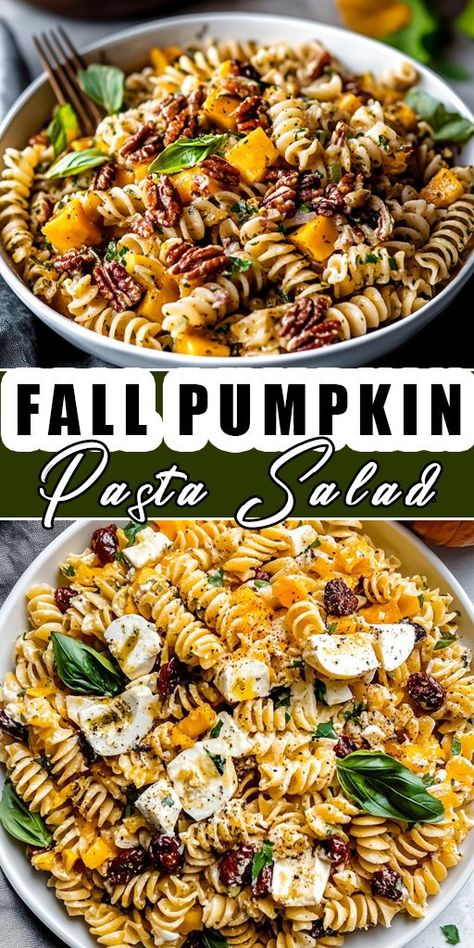 Celebrate the flavors of autumn with this Pumpkin Pasta Salad! 🍂🎃 A seasonal twist on classic pasta salad, it’s filled with savory pumpkin and spices. Perfect for fall gatherings or Thanksgiving sides! #PumpkinPastaSalad #FallCooking #AutumnRecipes #HolidaySides #ComfortFood Cajun Pasta Salad Cold, Pasta Salad Thanksgiving, Thanksgiving Pasta Salad Recipes, Pumpkin Pasta Salad, Thanksgiving Pasta Salad, Thanksgiving Pasta, Fall Pasta Salad, Warm Pasta Salad, Fall Pasta