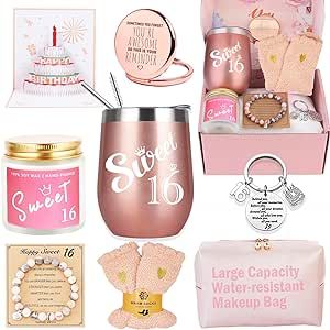 16th Birthday Gifts For Girls, Friends Female, Sweet 16 Birthday Gifts, Coworkers Birthday, Birthday Basket, Wax Flower, Gift Baskets For Women, Gifts Box, Happy 16th Birthday