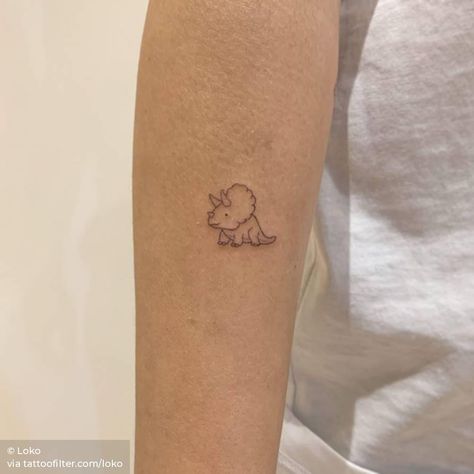 Triceratops Tattoo, Matching Bff Tattoos, Tattoos For Men And Women, Dinosaur Tattoos, Inner Forearm, Bff Tattoos, Friendship Tattoos, Cute Tiny Tattoos, Minimalist Tattoos