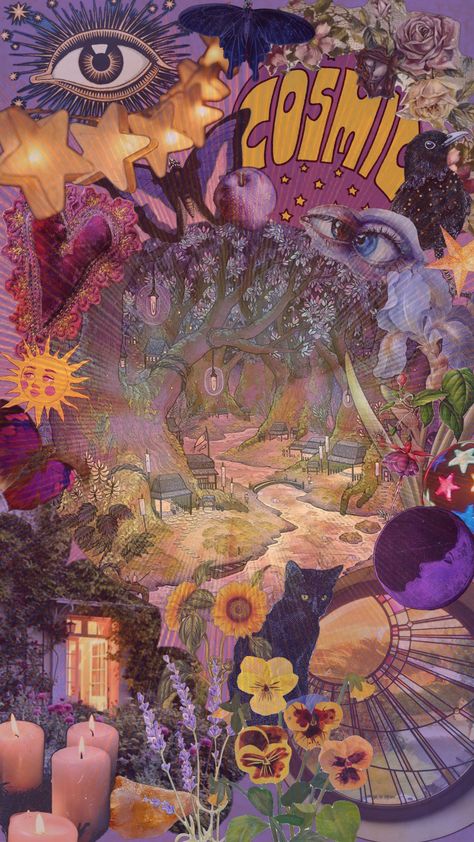 #purple #whimsigoth #witchy #cosmic Purple Whimsigoth, Witch Wallpaper, Future Wallpaper, Psychadelic Art, Witchy Wallpaper, Desktop Wallpaper Art, Hippie Wallpaper, Iphone Wallpaper Themes, Witch Aesthetic