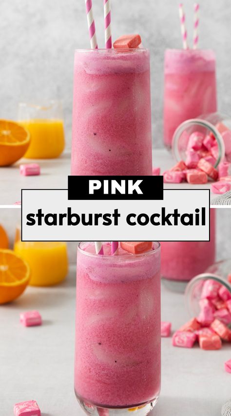 Indulge in the deliciously sweet Pink Starburst Cocktail that brings your favorite starburst flavor to life in a tantalizing mixed drink. Imagine sipping on a giant Pink Starburst Shot - pure bliss, right? This vibrant concoction is the perfect addition to your next celebration or gathering, boasting a playful palette of colored alcoholic drinks that are both fun and easy to make. Treat yourself and your friends to these lusciously sweet summer cocktails that are sure to be a hit with everyone. Colored Alcoholic Drinks, Sweet Summer Cocktails, Starburst Drink, Starburst Cocktail, Vodka Drinks Easy, Easy Mixed Drinks, Whipped Cream Vodka, Playful Palette, Pink Starburst