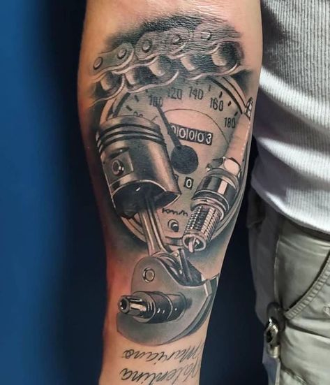 Car Inspired Tattoos, Tire Tattoo, Bikers Tattoo, Bmw Tattoo, Teddy Tattoo, Typographic Tattoo, Piston Tattoo, Ripped Skin Tattoo, Half Arm Sleeve Tattoo