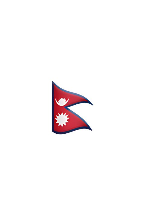 The emoji 🇳🇵 Flag: Nepal depicts a rectangular flag with a blue border and a crimson red background. In the center of the flag, there is a white emblem that consists of a crescent moon and a sun, which represents the hope for a long life and prosperity. Above the emblem, there are eight white rays that represent the eight provinces of Nepal. The flag is symmetrical and has a simple yet striking design. Flag Nepal, Nepali Flag, Flag Of Nepal, Flag Emoji, Nepal Flag, Apple Emojis, Youtube Banner Template, Flag Tattoo, The Emoji