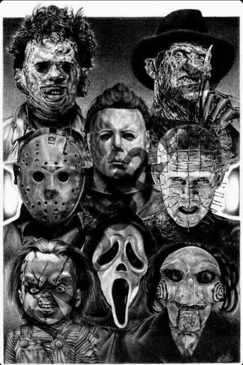 Horror Movie Tattoos, Movie Villains, Helloween Wallpaper, Movie Tattoos, Scary Movie Characters, Horror Villains, Scary Tattoos, Theme Tattoo, Horror Movie Icons