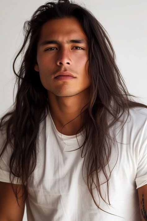 Indigenous Hairstyles Men, Native American Hairstyles Mens, Native American Face Claims Male, Hot Native American Men, Asian Guy Long Hair, Native American Reference, Native American Guys, Native American Face Claims, Worst Haircuts