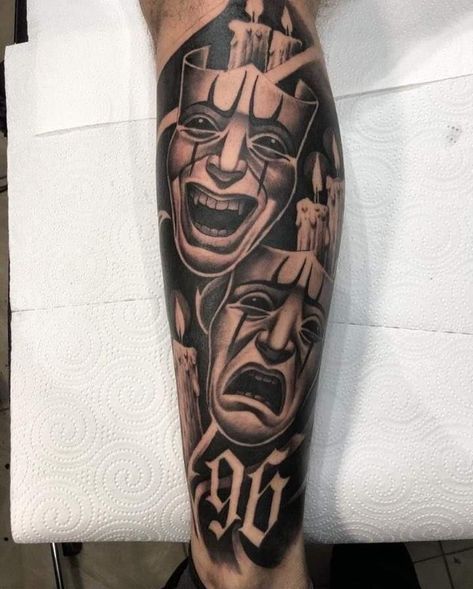 Anarchist Tattoo, Tato Joker, Cholo Tattoo, Calf Sleeve Tattoo, Gangster Tattoo, Chicano Tattoos Sleeve, Full Leg Tattoos, Gemini Tattoo, Clever Tattoos