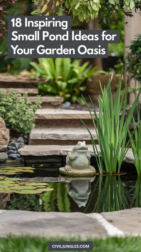 Discover 13 stunning small pond ideas to enhance your garden or backyard. From tranquil water features to creative DIY designs, find inspiration for any outdoor area. Add serenity and charm with these compact pond solutions, perfect for limited spaces. Mini Fish Pond, Small Wildlife Pond, Small Pond Ideas, Outdoor Ponds, Small Pond, Pond Ideas, Diy Designs, Pond Design, Small Ponds