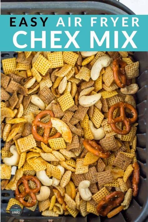 Chex Mix Recipes Air Fryer, Trail Mix In Air Fryer, Chex Mix Air Fryer, Air Fryer Chex Mix Recipes, Quick Air Fryer Snacks, Xmas Traditions, Chex Mix Original, Chex Mix Recipes Original, Original Chex