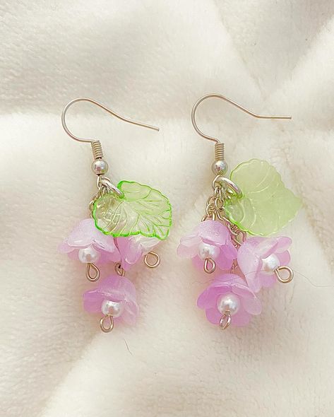 Lily Of The Valley Earrings, Fairycore Earrings, Fairycore Pink Earrings As Gift, Lily Of The Valley Earring, Fairycore Pink Earrings For Gifts, Cottegcore Earrings, Cottagecore Earrings, Fairy Core, Lily Of The Valley