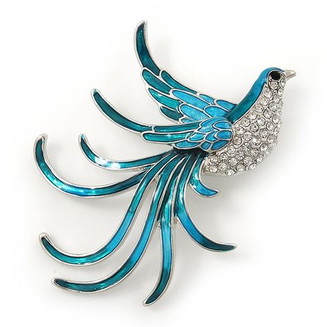 Teal/ Light Blue Enamel Crystal Exotic Bird Brooch In Rhodium Plating - 65mm Across *** Click image for more details. #BroochesandPins Teal Light, Flag Pins, Exotic Bird, Bird Brooch, Austrian Crystal, Fashion Jewellery, Amazon Fashion, Rhodium Plated, Turquoise Necklace