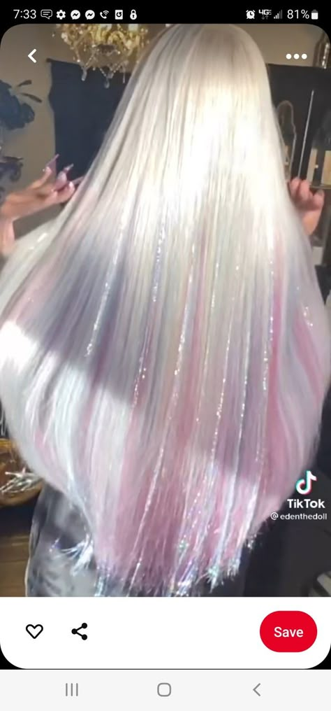 Tinsel Hair Extensions, Tinsel Hair, Blonde Pink, Hair Tinsel, Fairy Hair, Glitter Hair, Hair Inspiration Color, Easy Hairstyles For Long Hair, Hair Inspo Color