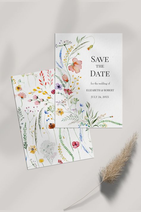 Set the tone for your big day with the Wildflower Meadow Save the Date Card from our stunning Wildflower Meadow Wedding Collection. Save The Date Wildflowers, Wildflower Save The Date, Bohemian Watercolor, Wildflowers Wedding, Meadow Wedding, Boho Fonts, Earthy Wedding, Watercolor Wildflowers, Boho Watercolor