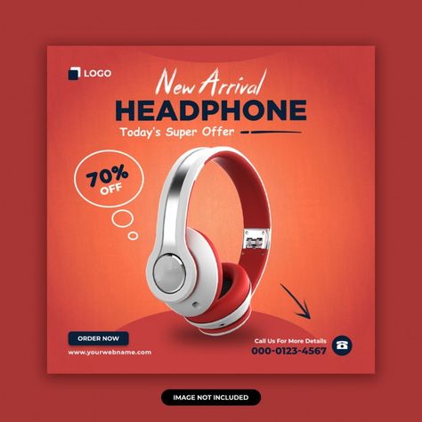 Headphone brand product social media ban... | Premium Psd #Freepik #psd #design #template #social-media #square Poster Design For Product, Product Design Template, Product Branding Ideas, Product Design Flyer, Premium Poster Design, Product Posters Design, Headphones Poster Design, New Poster Design, Product Advertising Design Social Media