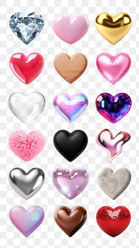 Phone Cover Stickers, 3d Aesthetic, Clear Phone Case Design, 3d Hearts, Heart 3d, Cute Home Screen Wallpaper, Hearts Png, Heart Collage, Black And White Instagram