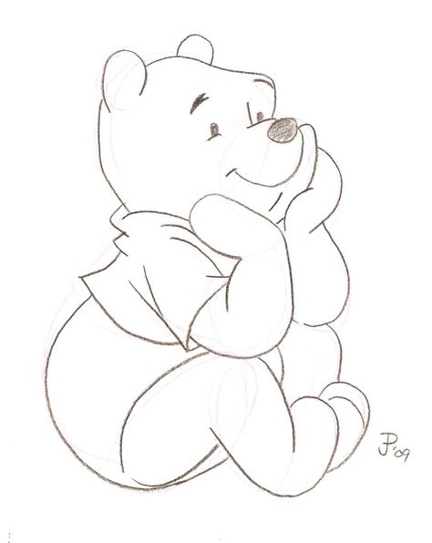 Winnie the Pooh Sketch by Mickeyminnie Winnie The Pooh Sketch, Pooh Sketch, Winnie The Pooh Tattoos, Winnie The Pooh Drawing, Disney Drawings Sketches, Drawing Hair, Disney Art Drawings, Baby Drawing, Drawings Of Friends