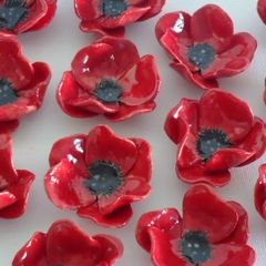 Ceramic Poppy, Ceramic Poppies, Remembrance Day Poppy, Pottery Flower, Poppy Brooches, Handcrafted Pottery, Cerámica Ideas, Paint Your Own Pottery, Earthenware Clay