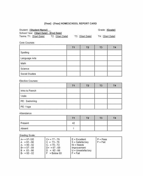 30+ Real & Fake Report Card Templates [Homeschool, High School...] High School Report Card Template, Fake Report Card, Homeschool Report Card Template, School Report Card Template, Homeschool Report Card, Kindergarten Report Cards, School Results, School Report Card, High School Transcript