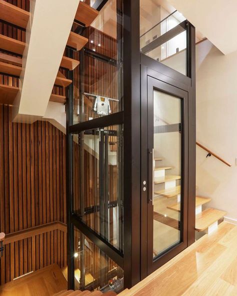 Home Elevator, Elevator Design, Building Stairs, Glass Elevator, Lift Design, Entrance Foyer, Architecture Design Concept, Hall Design, House Elevation