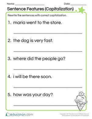 Capitalization Worksheets 1st Grade, Chicken Anatomy, Capitalization Worksheets, Capital Letters Worksheet, Sentence Editing, Punctuation Worksheets, Worksheets For Class 1, English Stories For Kids, Sentence Correction