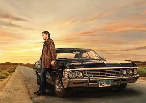 Dean and Impala by slugette.deviantart.com on @deviantART Chevrolet Impala 1967 Supernatural, 1967 Chevy Impala Supernatural, Impala Supernatural, Chevrolet Impala 1967, Impala 1967, Spn Fanart, Supernatural Impala, Supernatural Fanart, 67 Impala