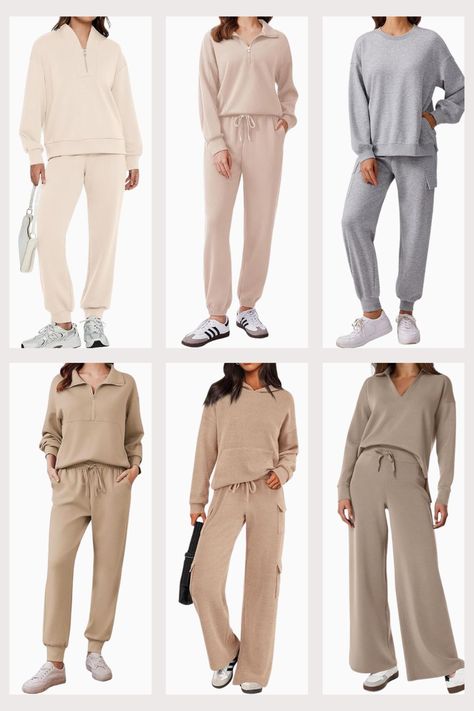 Embrace comfort with the cutest matching lounge sets perfect for the cooler months! Whether you prefer a quarter or half zip top, joggers, or wide leg pants, these sets from Amazon offer cozy styles for lounging at home or running errands. Choose from a variety of colors and styles including trendy cargo pants and comfy wide leg options. Shop these lounge outfits for a stylish and relaxed look this season! Matching Leisure Set, Postpartum Lounge Set, Wide Leg Lounge Pants Outfit, Lounge Wear Outfit Ideas, Lounge Set Outfit, Trendy Cargo Pants, Lounge Wear Outfit, Matching Lounge Set, Lounge Outfits