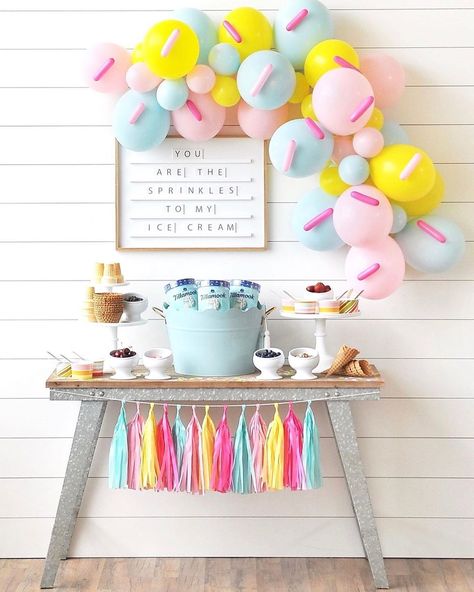 I’ve Cream Balloon Garland, Sprinkle Party Balloons, Sprinkle 3rd Birthday Party, Its Sweet To Be Three Birthday, Sprinkles Theme Party, 3 Scoops Of Fun Birthday Party Food, Ice Cream Birthday Party Theme Cake, Double Scoop Twin Birthday Party, 2 Scoops Are Better Than 1 Birthday Party