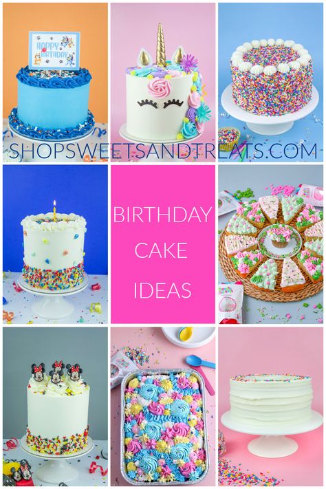 It's time to take your birthday cake ideas to next level. Choose one of these birthday cake options for your next cake! Easy Birthday Cake Decorating, 8 Birthday Cake, Basic Vanilla Cake Recipe, Easy Birthday Cake, Cotton Candy Party, Colorful Birthday Cake, 8th Birthday Cake, Circus Animal Cookie, Cakes To Make