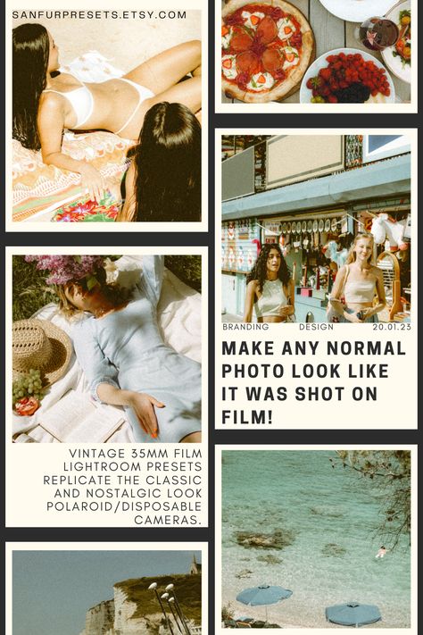 FIlm Photgraphy📷 5 vintage lightroom presets for mobile & desktop; instant dowloand on etsy. #35mmfilm #diposablecamera #phototips #Polaroidcamera #collage #design Polaroid Lightroom Preset, Polaroid Collage, Lightroom Presets Aesthetic, Aesthetic Lightroom Presets, Moody Lightroom Presets, Presets For Instagram, Vintage Lightroom Presets, Disposable Cameras, Lightroom Presets For Portraits