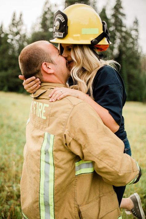 Firefighter Couple Pictures, Firefighter Wedding Photos, Firefighter Engagement Pictures, Firefighter Couple, Firefighter Engagement, Station Photography, Firefighter Life, Firefighter Photography, Marky Mark