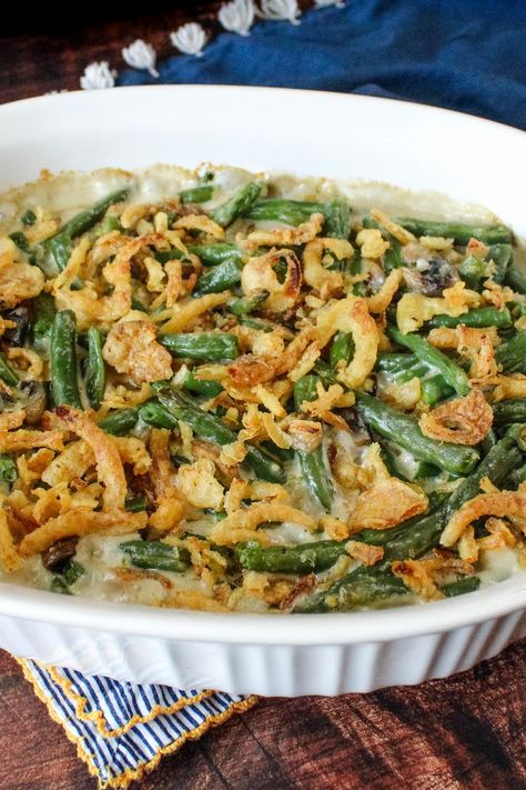 Grown Up Green Bean Casserole Casseroles Thanksgiving, Green Bean Casserole Ingredients, Green Casserole, Crockpot Green Beans, Green Bean Casserole Campbells, Green Bean Casserole Crock Pot, Creamy Green Beans, Best Green Bean Casserole, Homemade Green Bean Casserole