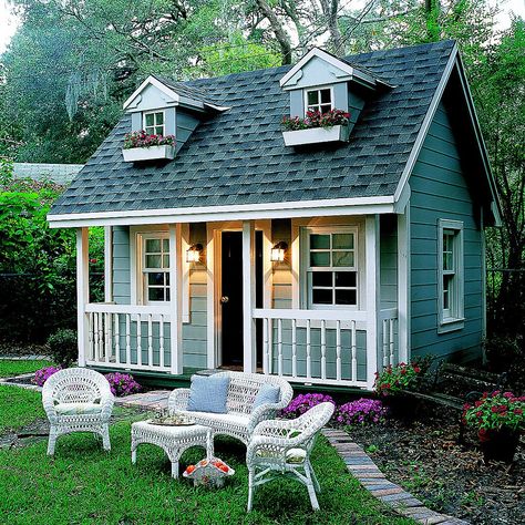 We're Obsessed with These Outdoor Playhouses Shed Playhouse, Backyard Fort, Garden Playhouse, Backyard Cottage, Backyard Area, Backyard Playhouse, Playhouse Outdoor, Casa Vintage, Backyard Sheds