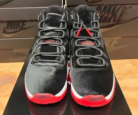 Air Jordan 11 Bred Velvet 2024 DB5457-061 Custom Made Jordans, Nike Workout Shoes, Air Jordan 11 Bred, Jordan 11 Bred, Original Air Jordans, Jordan 4 Bred, Cushioned Running Shoes, Womens Air Jordans, 2024 Color