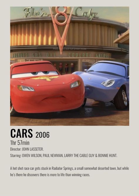 The Cars Movie Wallpaper, Cars Posters Disney, Cars The Movie Aesthetic, Cars Minimalist Poster, Cars Film Aesthetic, Cars Polaroid Poster, Lightning Mcqueen Poster, Cars Poster Disney, Disney Cars Quotes