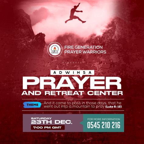 Church flyer of Adwinsa Prayer and Retreat Centre designed by Oppomence graphics in ghana 0247369275 Retreat Flyer, Church Retreat, Retreat Centre, Flyer Inspiration, 2024 Board, Church Inspiration, Church Media Design, Church Poster Design, Church Stage