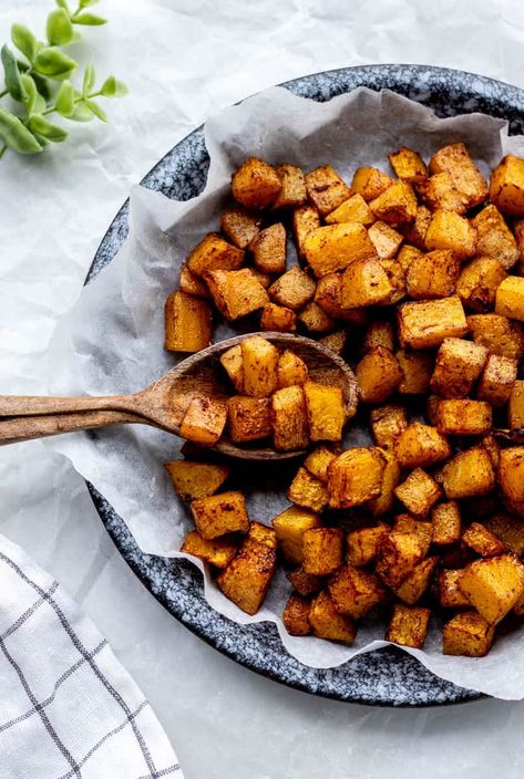 Air Fryer Butternut Squash Cubes Airfryer Butternut Squash, Air Fried Butternut Squash, Oven Roasted Butternut Squash Cubes, Air Fry Butternut Squash, Air Fryer Butternut Squash, Roasted Butternut Squash Cubes, Oven Roasted Butternut Squash, Butternut Squash Cubes, Butternut Squash Recipes