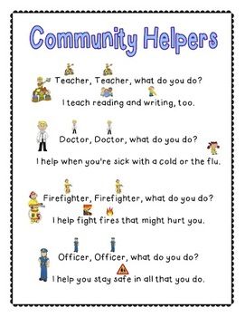 Community Helpers Poem - could make own flip book including more helpers Community Songs Preschool, Community Helper Fingerplays, Community Helpers Music And Movement, Community Helper Songs Preschool, Songs About Community Helpers, Preschool Community Helpers Crafts, Community Helper Songs, Preschool Community Helpers, Prek Community Helpers