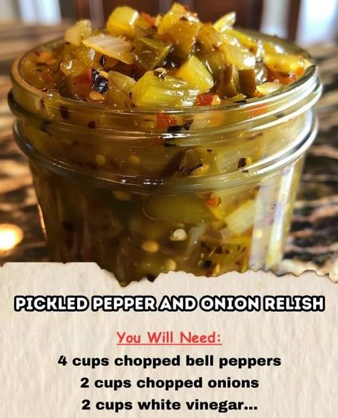 Authentic Cajun Recipes and Southern Recipes also lagniappe | Pickled Pepper and Onion Relish | Facebook Onion Pepper Relish Recipe, Pepper Onion Relish, Onion Relish Recipe, Cajun Recipes Authentic, Relish Recipe, Pepper Relish, Relish Recipes, Cajun Cooking, Onion Relish