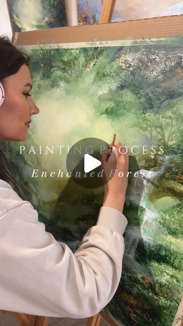 Wild Painting Ideas, Enchanted Forest Painting Acrylic, Jenni Inberg Art, How To Paint Landscapes, Semi Abstract Paintings, Enchanted Forest Painting, Acrylic Paint Tutorial, Abstract Landscape Painting Acrylic, Abstract Forest Painting