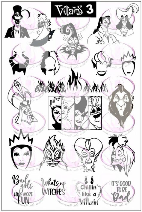 Mundo de Unas nail stamping plate disney villains 3 jafar Ursula cruella Gaston Ursula Tattoo, Maleficent Tattoo, Cute Disney Tattoos, Hades Tattoo, Disney Sleeve, Evil Disney, Queen Tattoo, Nail Art Products, Nail Art Disney