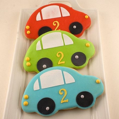 cookies Tates Cookies, Decorated Sugar Cookie, Car Cookies, Dairy Free Cookies, Cars Theme Birthday Party, Cookie Favors, Baby Birthday Cakes, Childrens Birthday Cakes, Cars Birthday Parties