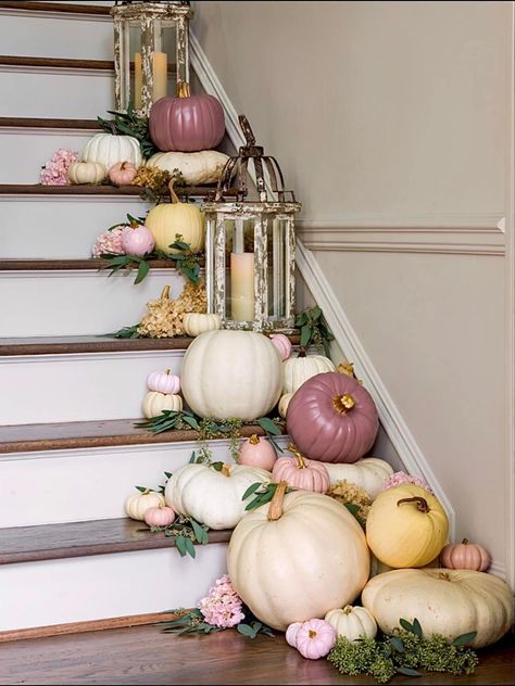 Wedding Succulents, Decorative Orbs, Pastel Fall, Pastel Pumpkins, Autumn Romance, Fall Floral Arrangements, Foam Pumpkins, Unique Fall, Velvet Pumpkins